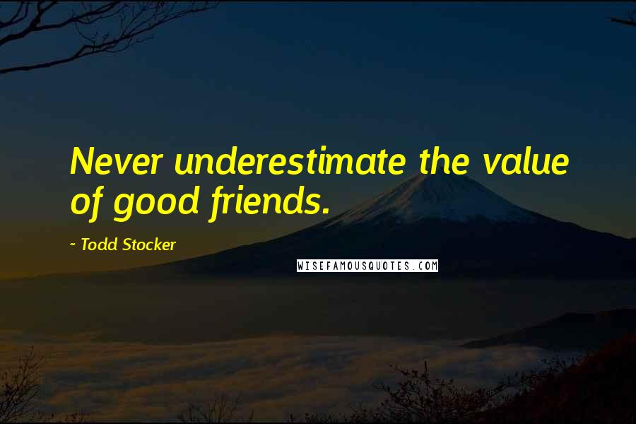 Todd Stocker Quotes: Never underestimate the value of good friends.