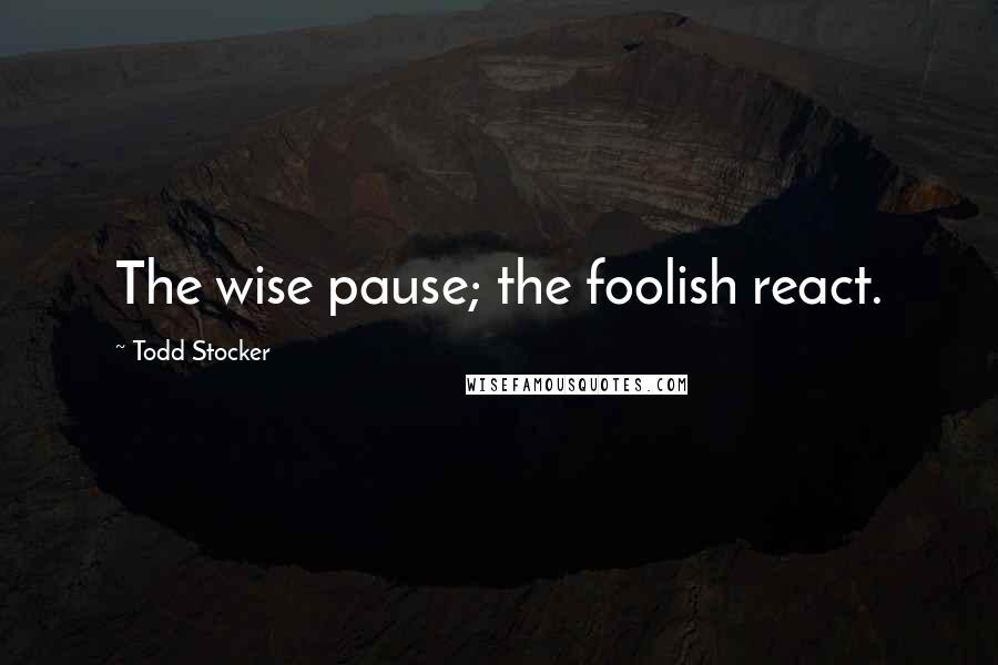 Todd Stocker Quotes: The wise pause; the foolish react.