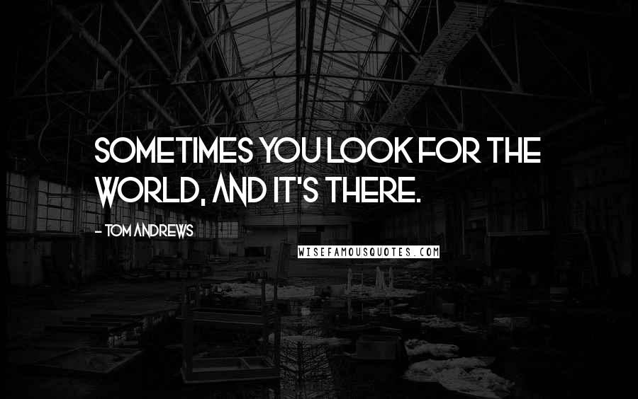 Tom Andrews Quotes: Sometimes you look for the world, and it's there.