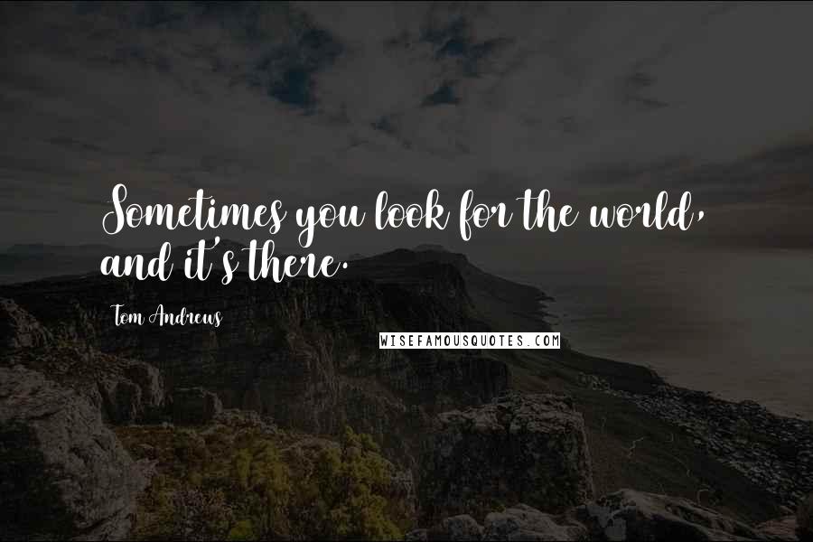 Tom Andrews Quotes: Sometimes you look for the world, and it's there.