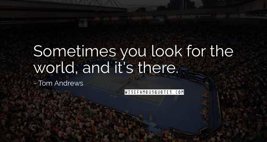 Tom Andrews Quotes: Sometimes you look for the world, and it's there.