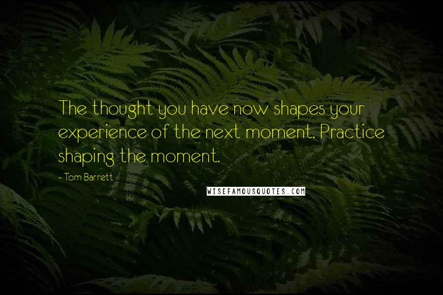 Tom Barrett Quotes: The thought you have now shapes your experience of the next moment. Practice shaping the moment.