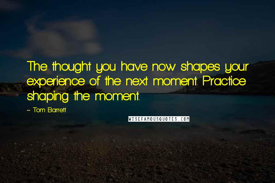 Tom Barrett Quotes: The thought you have now shapes your experience of the next moment. Practice shaping the moment.