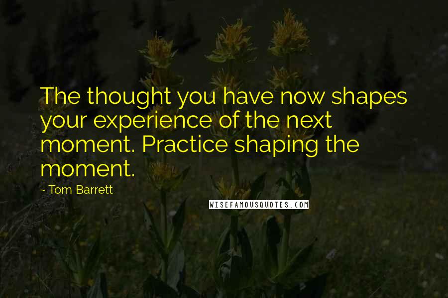 Tom Barrett Quotes: The thought you have now shapes your experience of the next moment. Practice shaping the moment.