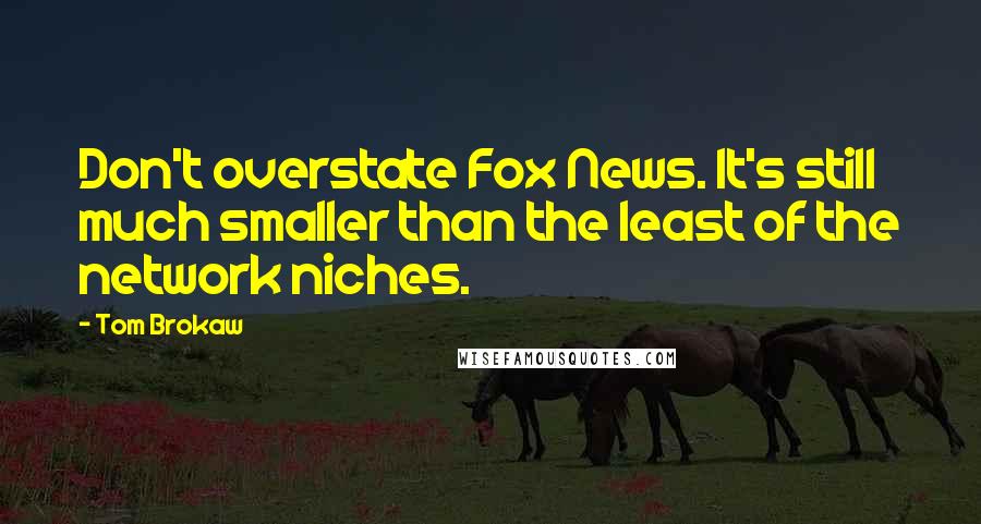 Tom Brokaw Quotes: Don't overstate Fox News. It's still much smaller than the least of the network niches.