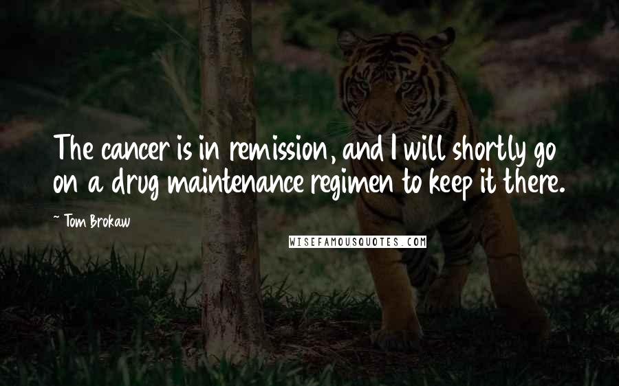 Tom Brokaw Quotes: The cancer is in remission, and I will shortly go on a drug maintenance regimen to keep it there.