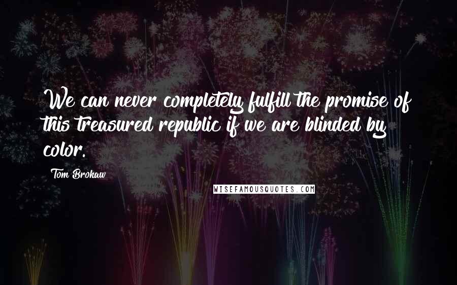 Tom Brokaw Quotes: We can never completely fulfill the promise of this treasured republic if we are blinded by color.