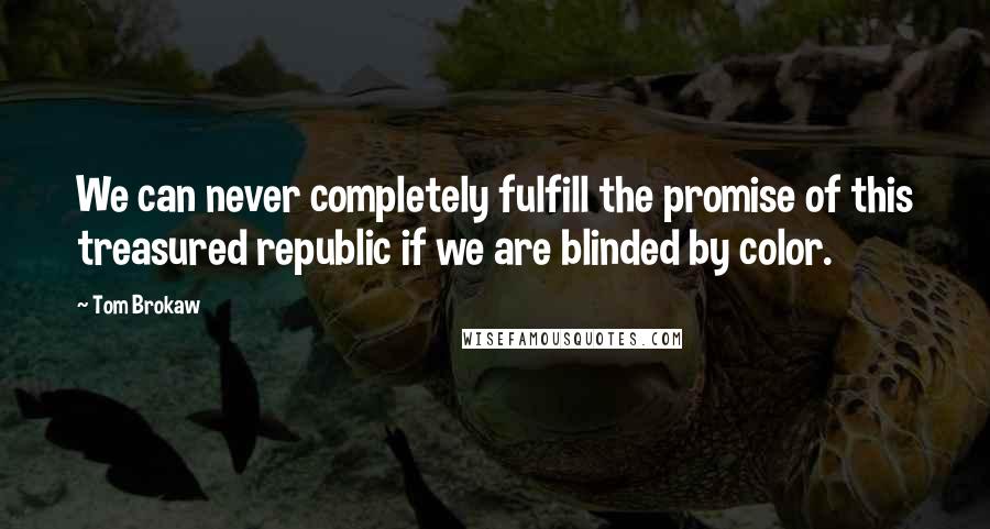 Tom Brokaw Quotes: We can never completely fulfill the promise of this treasured republic if we are blinded by color.