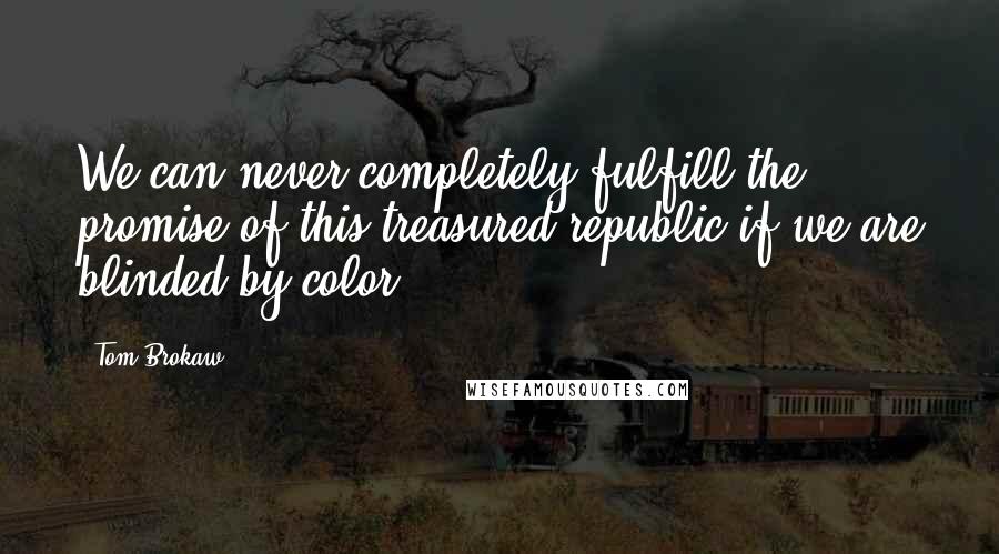 Tom Brokaw Quotes: We can never completely fulfill the promise of this treasured republic if we are blinded by color.