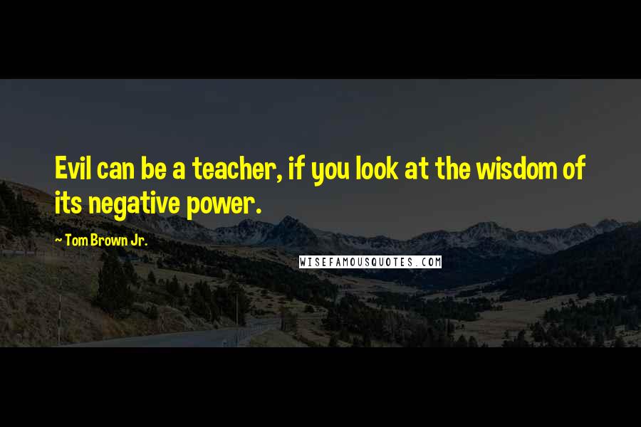 Tom Brown Jr. Quotes: Evil can be a teacher, if you look at the wisdom of its negative power.