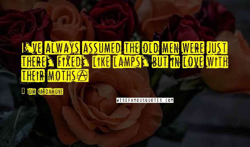 Tom Cardamone Quotes: I've always assumed the old men were just there, fixed, like lamps, but in love with their moths.