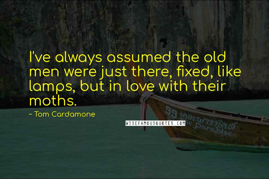 Tom Cardamone Quotes: I've always assumed the old men were just there, fixed, like lamps, but in love with their moths.