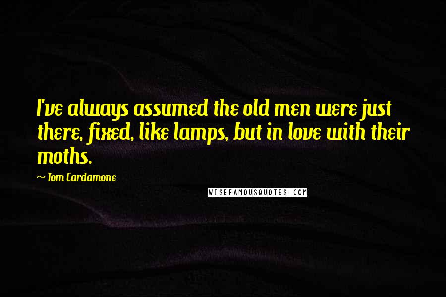Tom Cardamone Quotes: I've always assumed the old men were just there, fixed, like lamps, but in love with their moths.