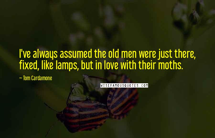Tom Cardamone Quotes: I've always assumed the old men were just there, fixed, like lamps, but in love with their moths.