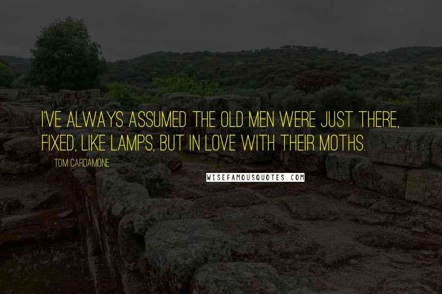 Tom Cardamone Quotes: I've always assumed the old men were just there, fixed, like lamps, but in love with their moths.