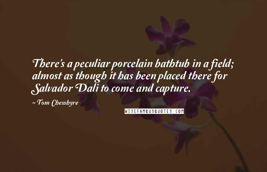 Tom Chesshyre Quotes: There's a peculiar porcelain bathtub in a field; almost as though it has been placed there for Salvador Dali to come and capture.