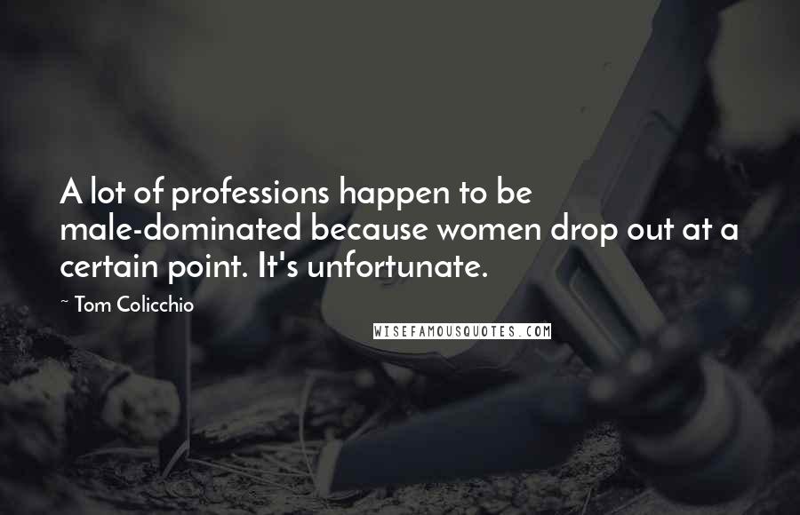 Tom Colicchio Quotes: A lot of professions happen to be male-dominated because women drop out at a certain point. It's unfortunate.