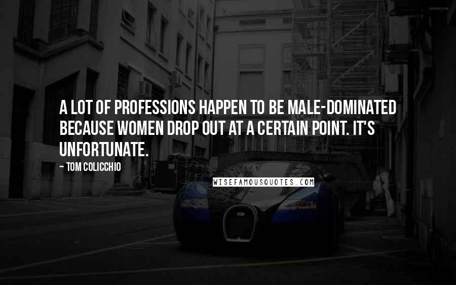 Tom Colicchio Quotes: A lot of professions happen to be male-dominated because women drop out at a certain point. It's unfortunate.