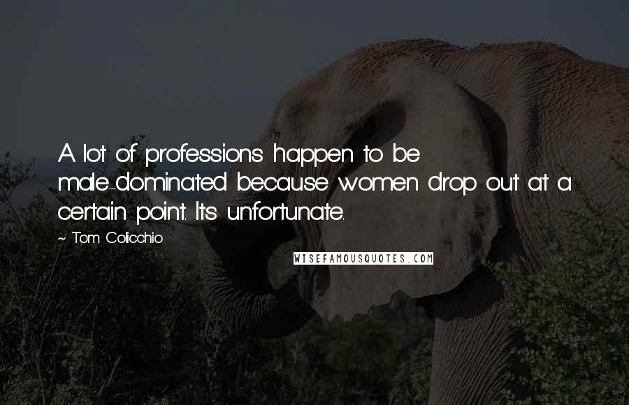 Tom Colicchio Quotes: A lot of professions happen to be male-dominated because women drop out at a certain point. It's unfortunate.