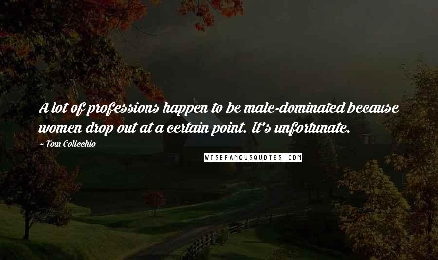 Tom Colicchio Quotes: A lot of professions happen to be male-dominated because women drop out at a certain point. It's unfortunate.