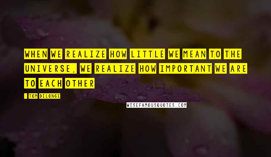 Tom DeLonge Quotes: When we realize how little we mean to the universe, we realize how important we are to each other