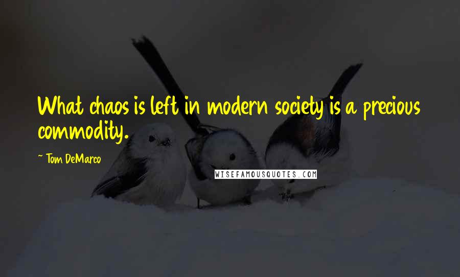 Tom DeMarco Quotes: What chaos is left in modern society is a precious commodity.