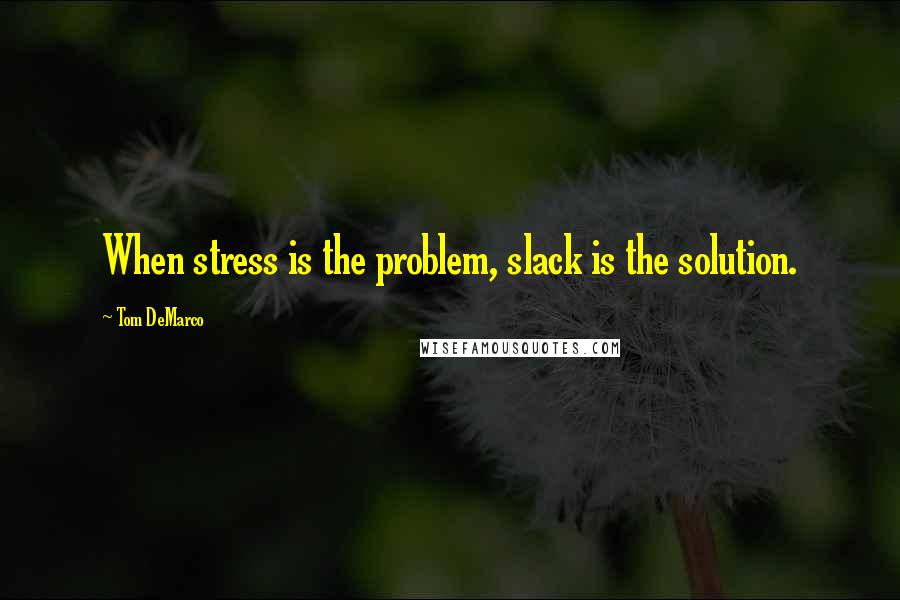 Tom DeMarco Quotes: When stress is the problem, slack is the solution.