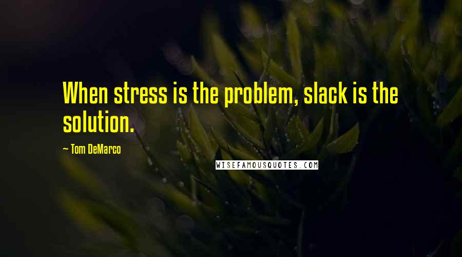 Tom DeMarco Quotes: When stress is the problem, slack is the solution.