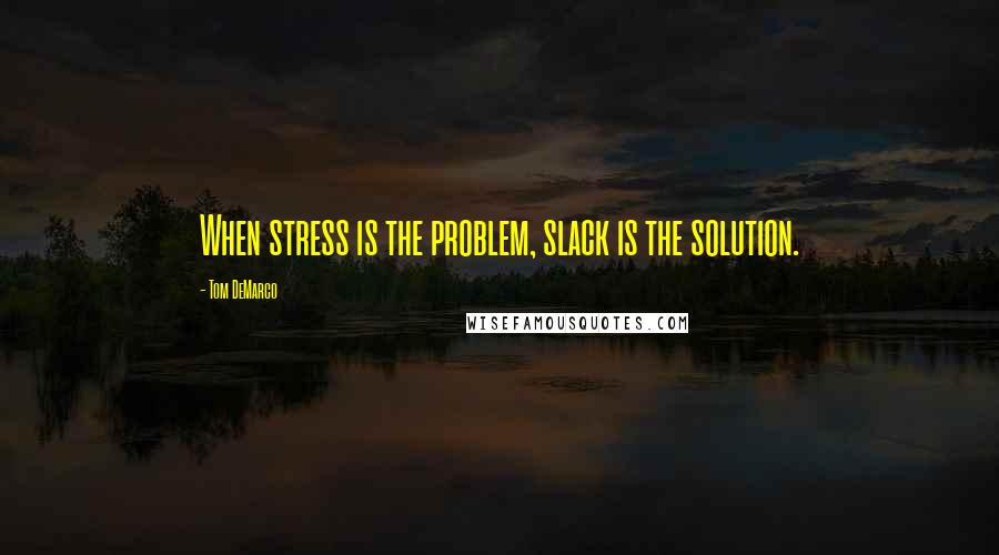 Tom DeMarco Quotes: When stress is the problem, slack is the solution.