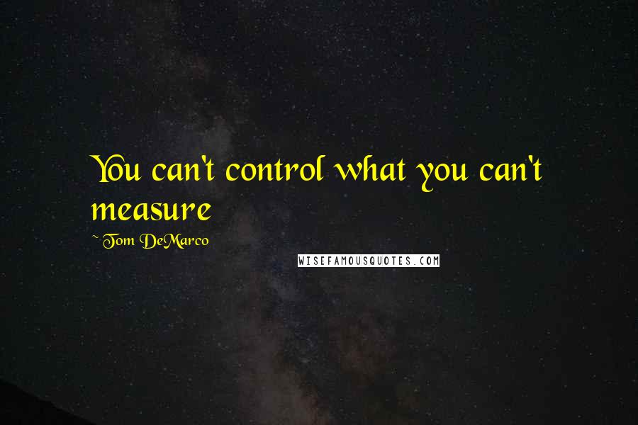 Tom DeMarco Quotes: You can't control what you can't measure