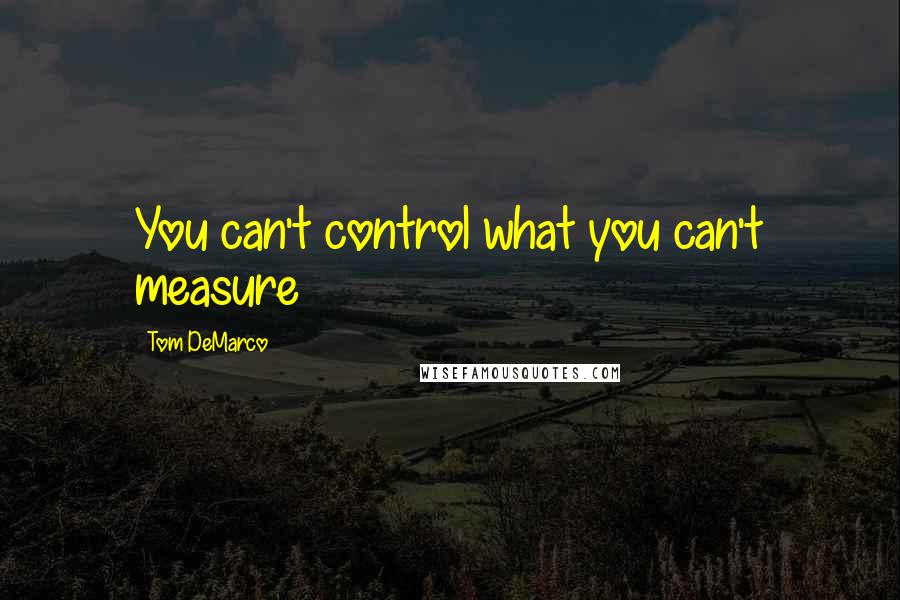 Tom DeMarco Quotes: You can't control what you can't measure