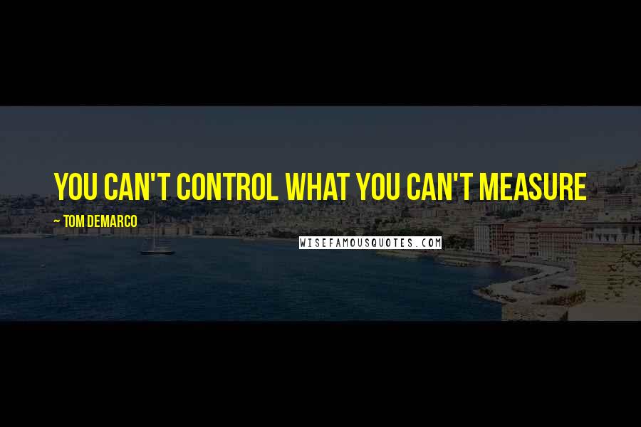 Tom DeMarco Quotes: You can't control what you can't measure