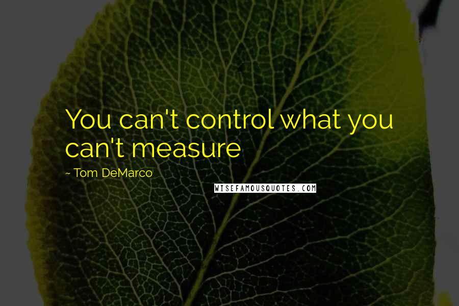 Tom DeMarco Quotes: You can't control what you can't measure