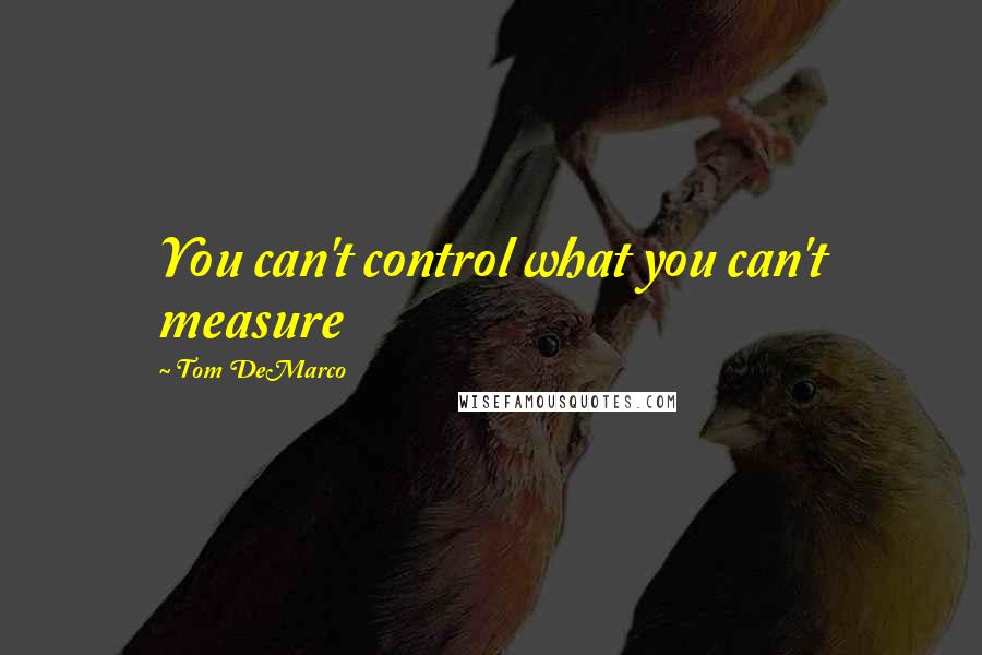 Tom DeMarco Quotes: You can't control what you can't measure