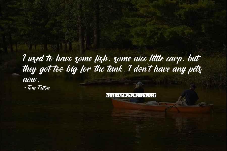 Tom Felton Quotes: I used to have some fish, some nice little carp, but they got too big for the tank. I don't have any pets now.