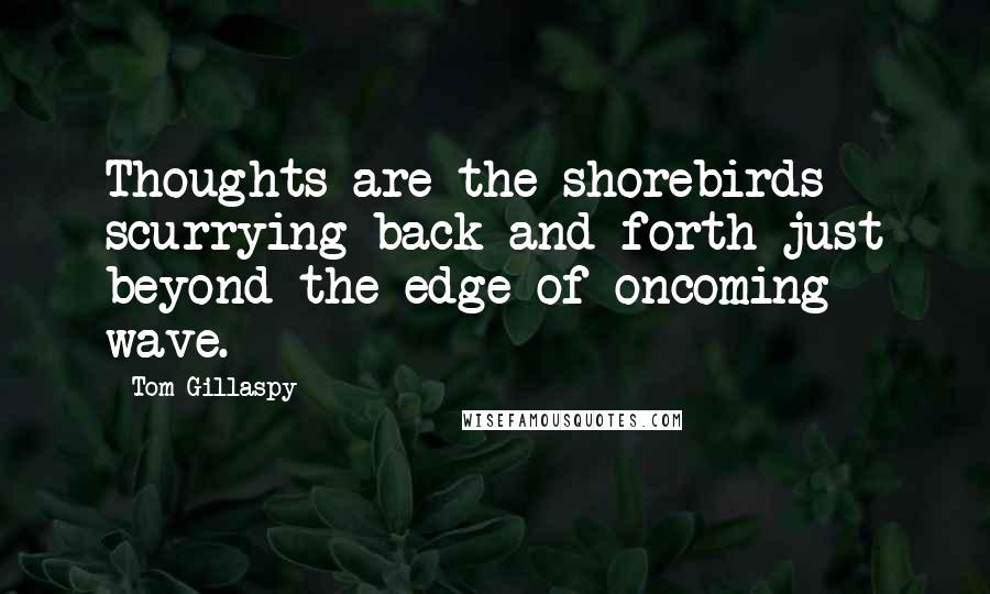 Tom Gillaspy Quotes: Thoughts are the shorebirds scurrying back and forth just beyond the edge of oncoming wave.