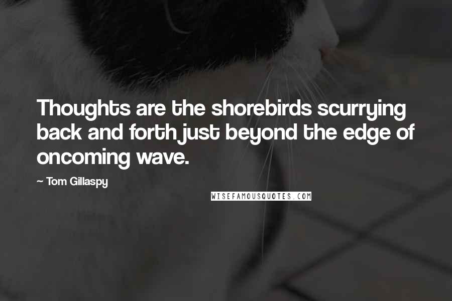 Tom Gillaspy Quotes: Thoughts are the shorebirds scurrying back and forth just beyond the edge of oncoming wave.
