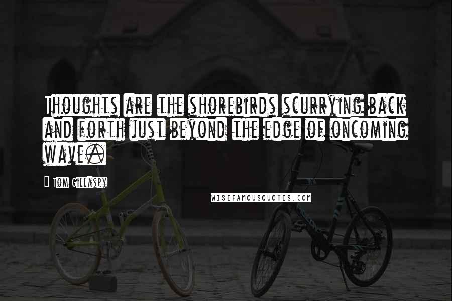 Tom Gillaspy Quotes: Thoughts are the shorebirds scurrying back and forth just beyond the edge of oncoming wave.