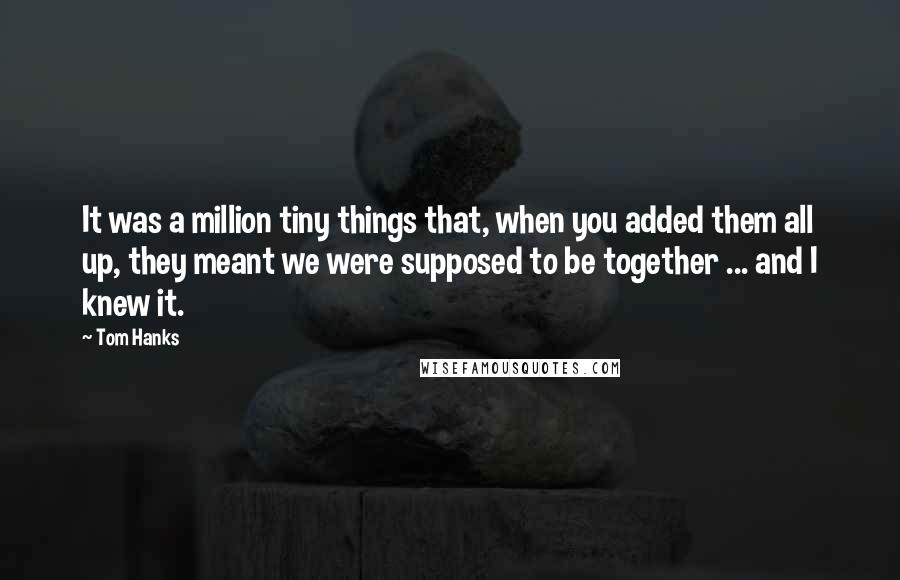 Tom Hanks Quotes: It was a million tiny things that, when you added them all up, they meant we were supposed to be together ... and I knew it.