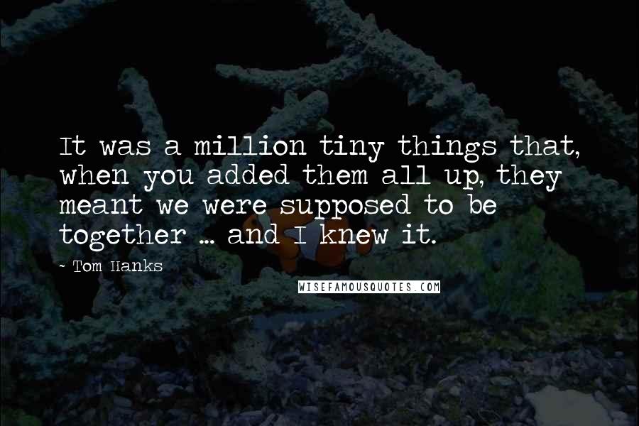 Tom Hanks Quotes: It was a million tiny things that, when you added them all up, they meant we were supposed to be together ... and I knew it.