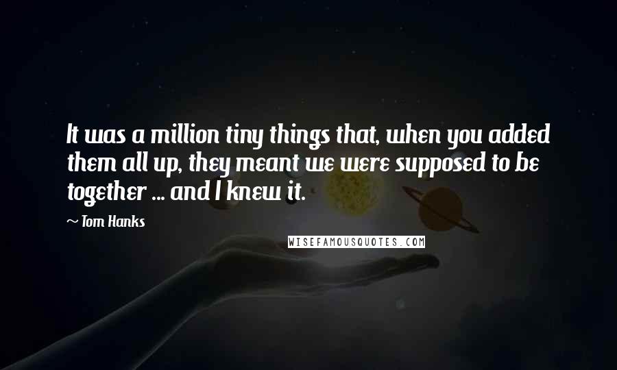 Tom Hanks Quotes: It was a million tiny things that, when you added them all up, they meant we were supposed to be together ... and I knew it.