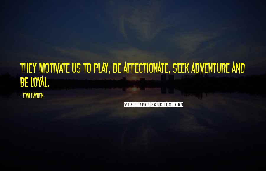Tom Hayden Quotes: They motivate us to play, be affectionate, seek adventure and be loyal.
