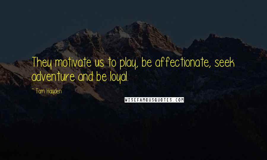 Tom Hayden Quotes: They motivate us to play, be affectionate, seek adventure and be loyal.