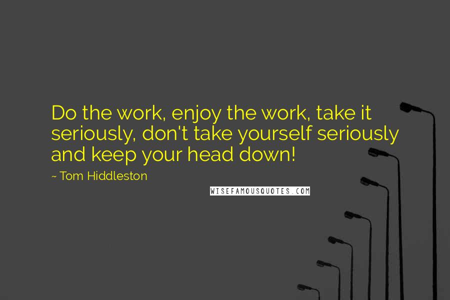 Tom Hiddleston Quotes: Do the work, enjoy the work, take it seriously, don't take yourself seriously and keep your head down!