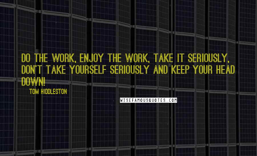 Tom Hiddleston Quotes: Do the work, enjoy the work, take it seriously, don't take yourself seriously and keep your head down!