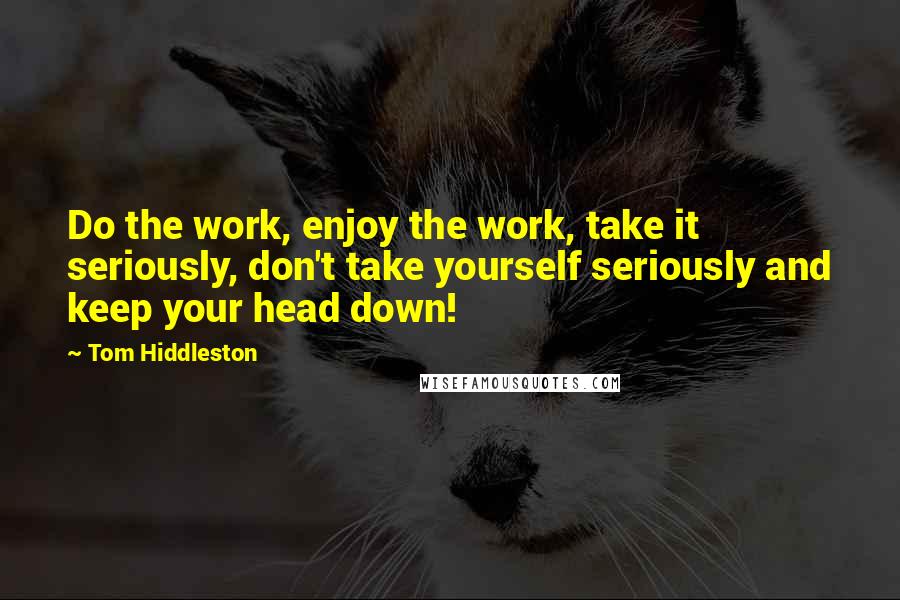 Tom Hiddleston Quotes: Do the work, enjoy the work, take it seriously, don't take yourself seriously and keep your head down!