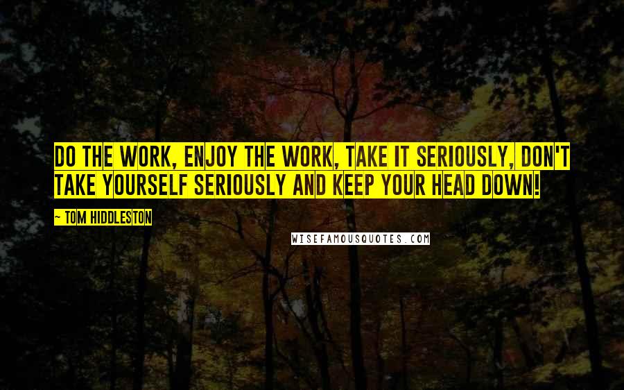 Tom Hiddleston Quotes: Do the work, enjoy the work, take it seriously, don't take yourself seriously and keep your head down!