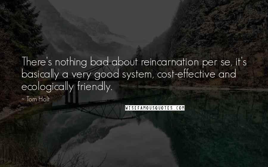 Tom Holt Quotes: There's nothing bad about reincarnation per se, it's basically a very good system, cost-effective and ecologically friendly.