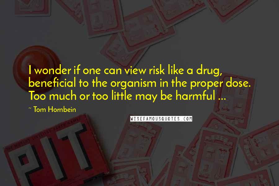 Tom Hornbein Quotes: I wonder if one can view risk like a drug, beneficial to the organism in the proper dose. Too much or too little may be harmful ...