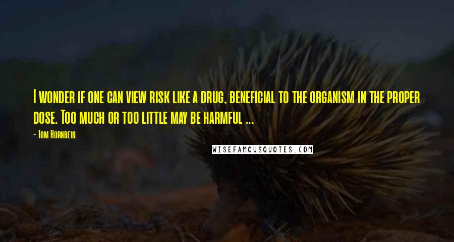 Tom Hornbein Quotes: I wonder if one can view risk like a drug, beneficial to the organism in the proper dose. Too much or too little may be harmful ...